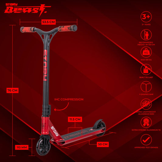 Story Beast Stuntstep Rood Zwart 76cm