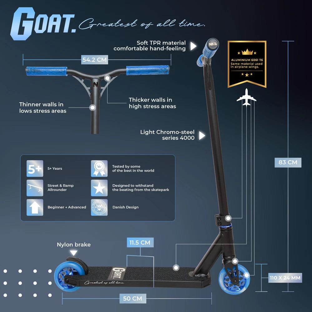 NKD Goat Stuntstep 83cm / 85cm Zwart Blauw