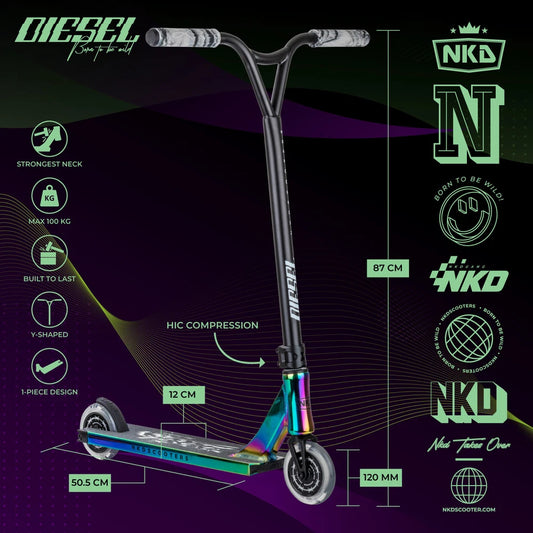 NKD Diesel Stuntstep Zwart Neochrome