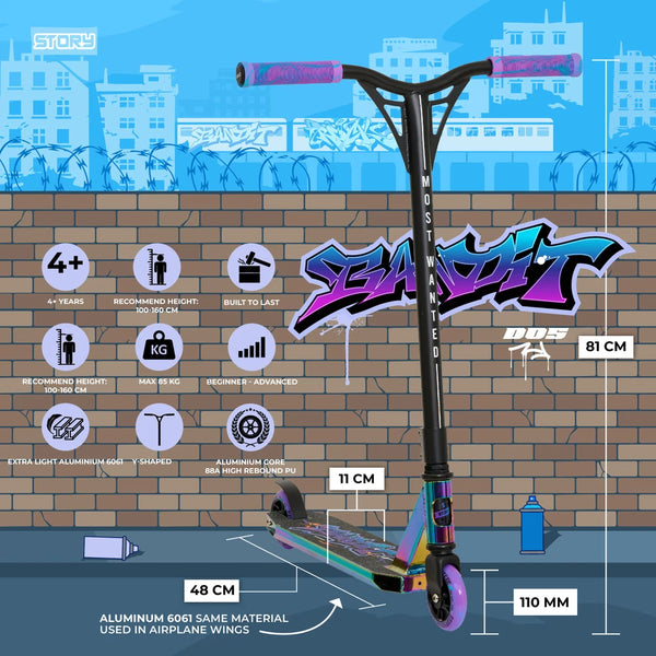 Story Bandit Dos stuntstep Neochrome 81cm