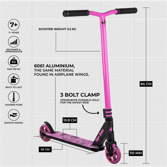 Story High Roller Stuntstep Roze Zwart 84cm